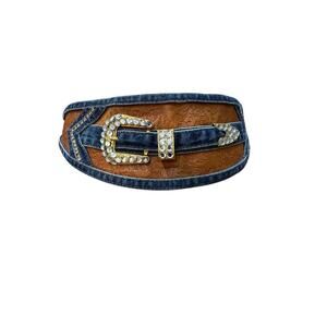 Simply Barbara Women's Blue Conchos & Rhinestone Buckle Jean Belt